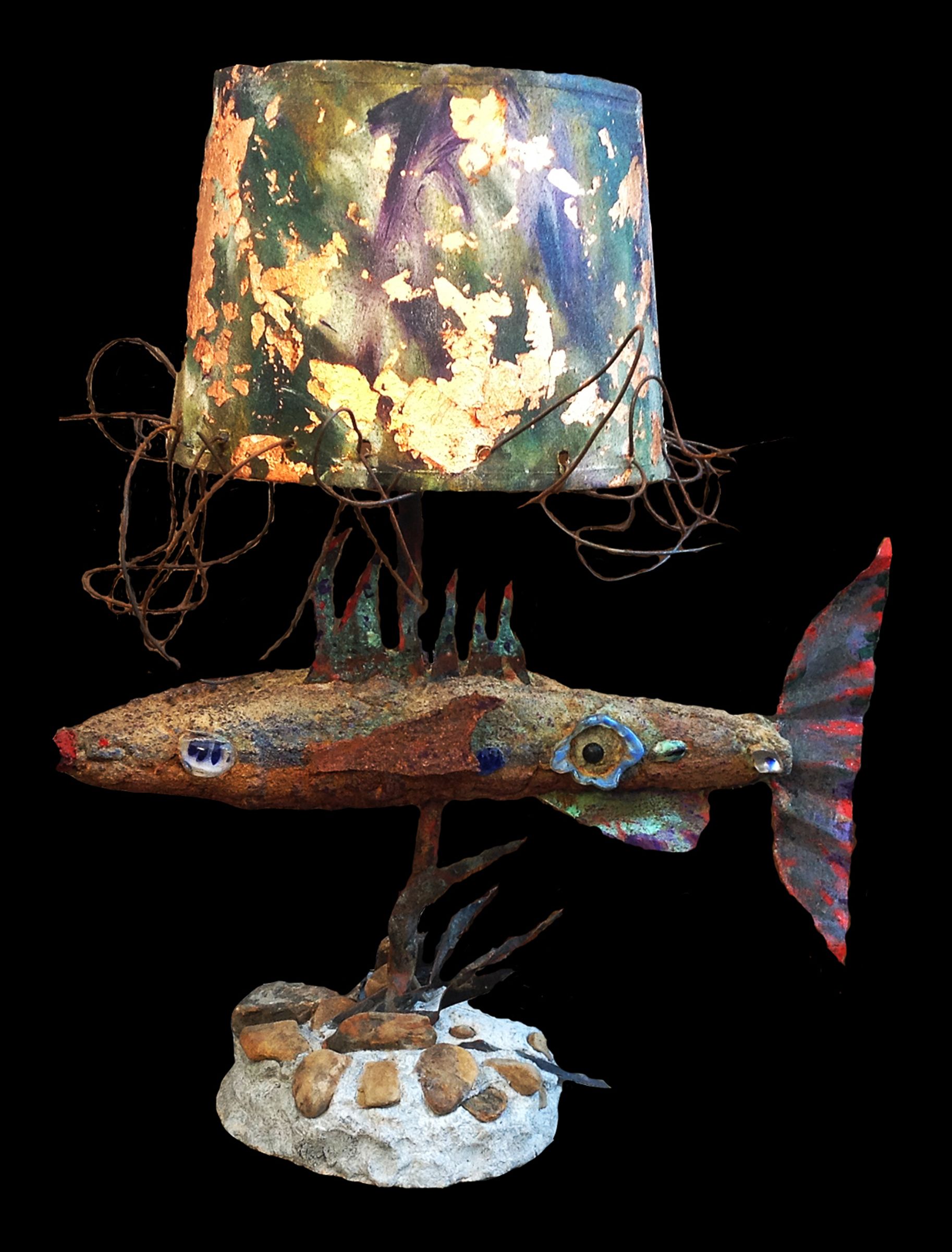 RUSTIC FISH, a Custom-made Fish Lamp Cremation Urn for a Beloved Fisherman