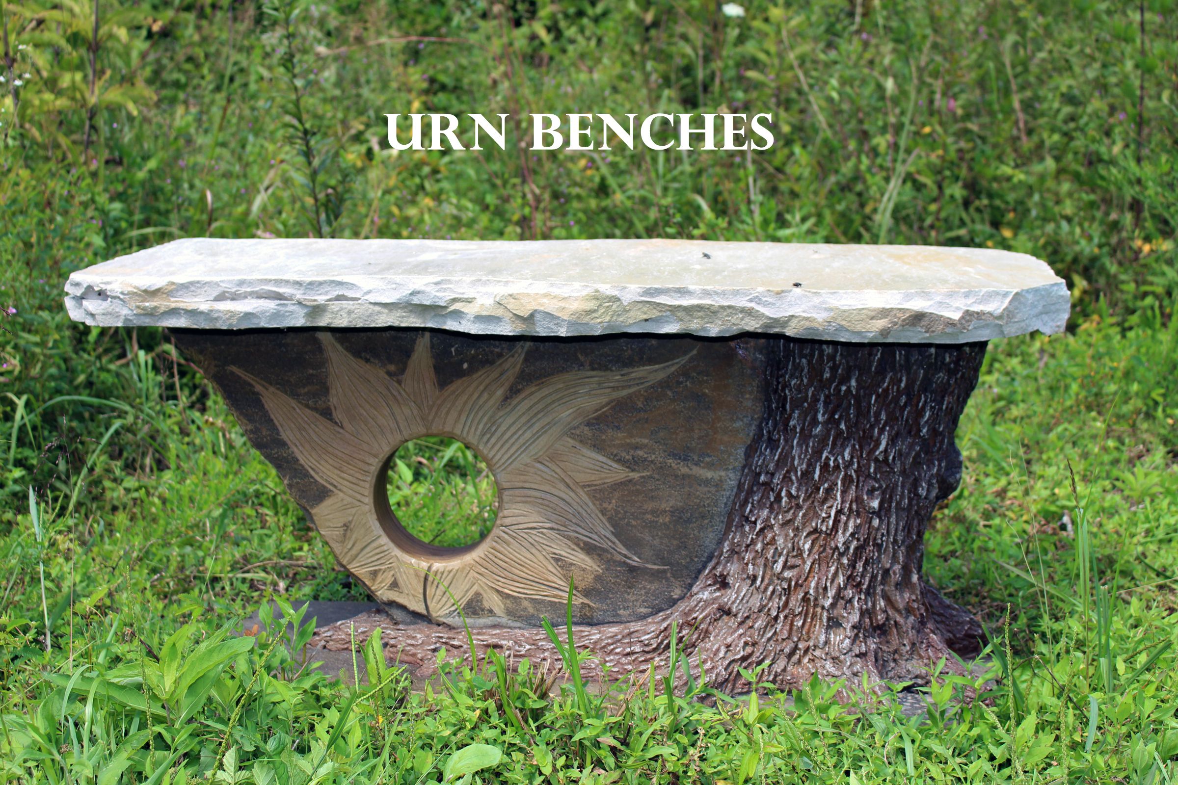 Bench Cremation Urn Outdoor Memorial Marker