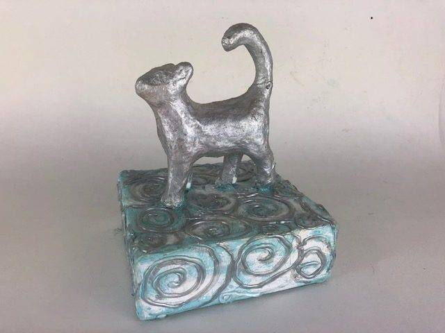 SILVER KITTY,  a Uniquely Creative, One of a Kind Cremation Urn for Cat Ashes