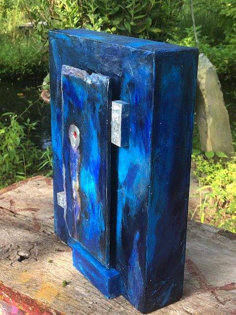 BLUE and SILVER, a Uniquely Artistic, Full Size Cremation Urn for Human or Pet Ashes