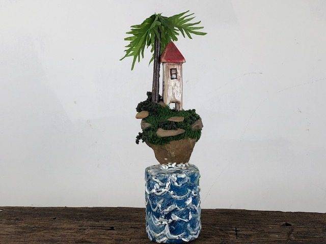 LITTLE ISLAND, a Unique, One of a Kind, Tropical Keepsake or Sharing Cremation Urn for Human or Pet Ashes