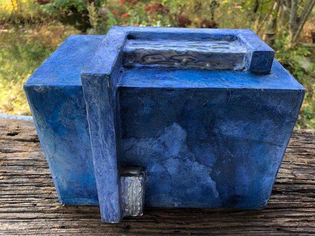 BLUE AND SILVER 2, a Unique, Full Size Cremation Urn for Human or Pet Ashes