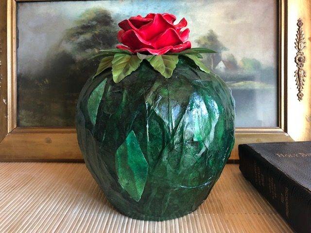 ROSE RED, a Beautiful, Unique, Full-Size Ceramic Cremation Urn for Human or Pet Ashes
