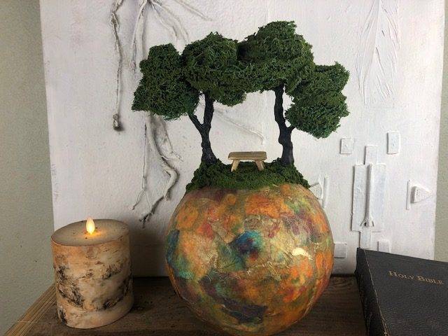 TWIN TREES, a Unique, Full-Size, Ceramic Cremation Urn for Human or Pet Ashes