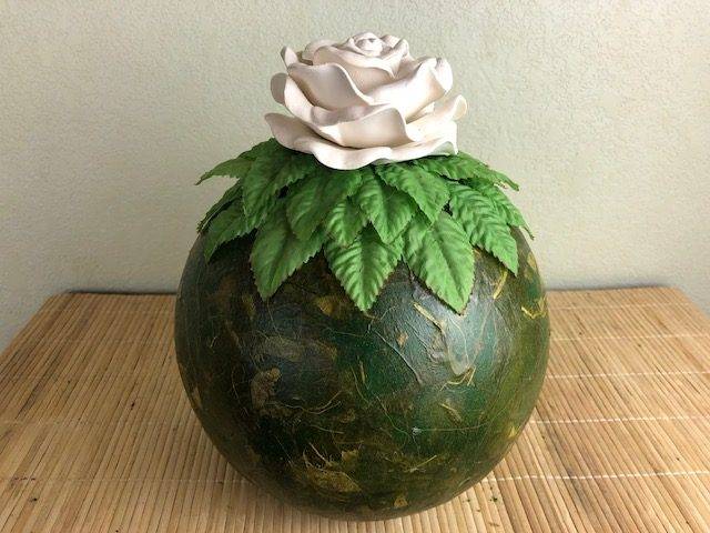 WHITE ROSE 2, a Beautiful, Unique, Ceramic, Full Size Cremation Urn for Human or Pet Ashes
