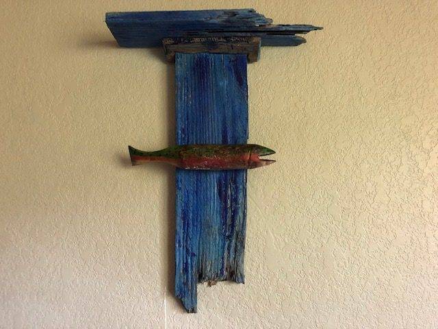 BLUE SHELF WITH FISH, Unique, 3D Wall Art With Durable Display Shelf