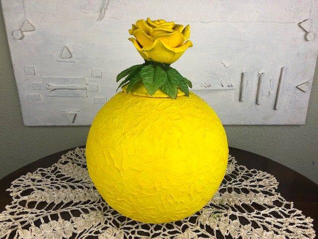 YELLOW ROSE 2, a Unique Ceramic Full-Size Cremation Urn for Human or Pet Ashes