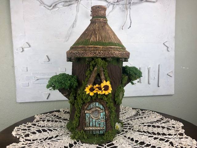 CREMATION URN: SUNSHINE COTTAGE, a Unique Whimsical Ceramic Mid-Size Cremation Urn for Human or Pet Ashes