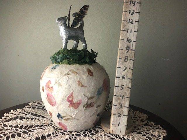 FEATHER KITTY, a Unique Ceramic Cremation Urn for Pet or Human Ashes